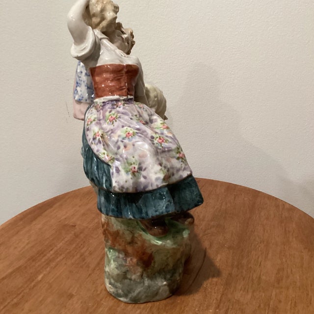 Antique German Porcelain Figural Mantel Clock 19th Century For Sale - Image 4 of 13