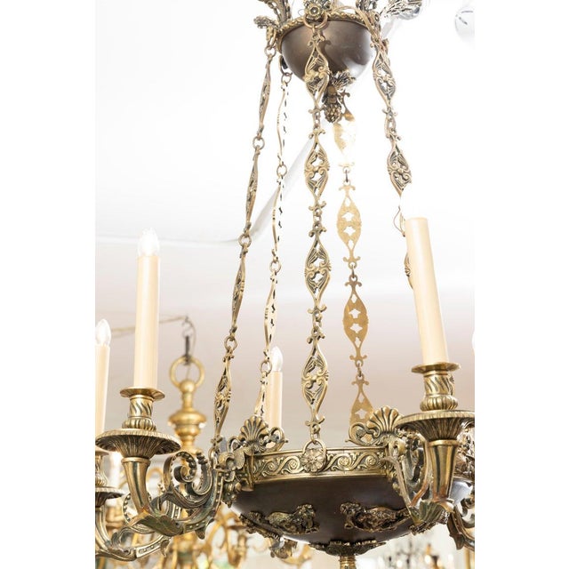 Mid 20th Century Mid 20th Century Russian Renaissance Revival Style Six-Light Bronze Chandelier For Sale - Image 5 of 6