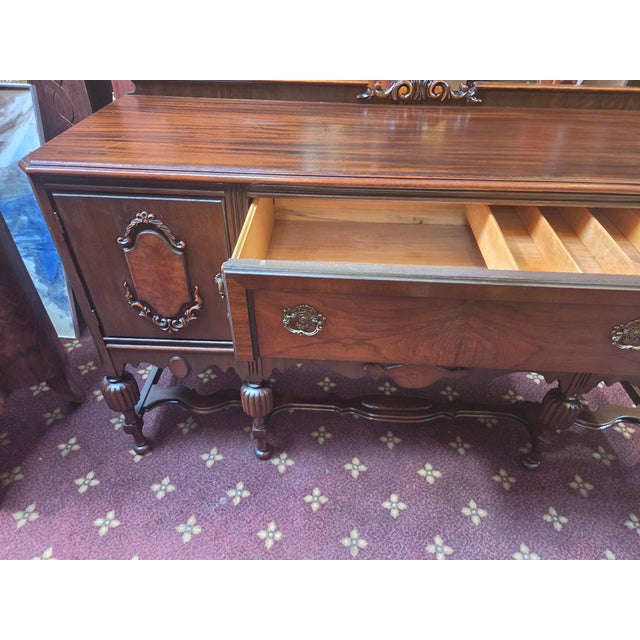 Antique 1920s Jacobean Spanish Revival Walnut Sideboard For Sale - Image 11 of 12