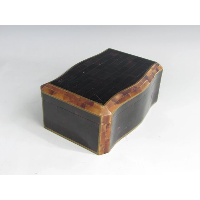 Tessalated Maitland Smith Faux Horn Gentleman's Dresser Box For Sale - Image 11 of 13