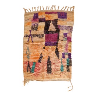 Modern Moroccan Abstract Colorful Wool Rug - 5.7 X 3.9 Ft For Sale