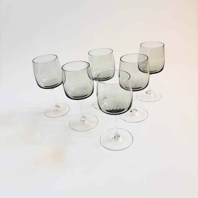Mid-Century Modern Mid Century "Cora" Smoke Glass Wine Glasses by Peill & Putzler, Germany - 5 Ounces - Set of 6 For Sale - Image 3 of 7
