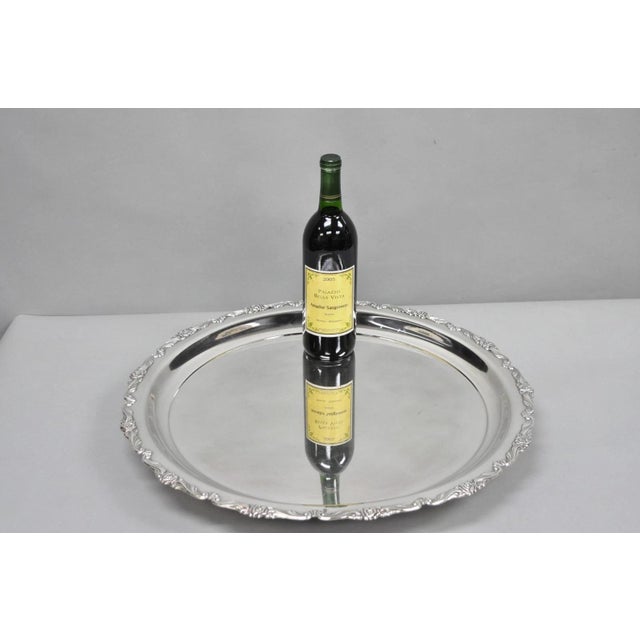 Vintage Victorian Style Large 21" Round Silver Plated Salver Serving Platter Trays, Made in Japan - a Pair. Trays feature...