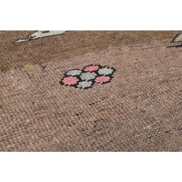 Turkish 1970s Vintage Handmade Wool Cotton Brown Area Rug For Sale - Image 3 of 11