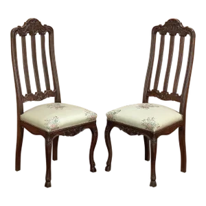 Pair Antique Liegoise Louis Xiv Style Side Chairs