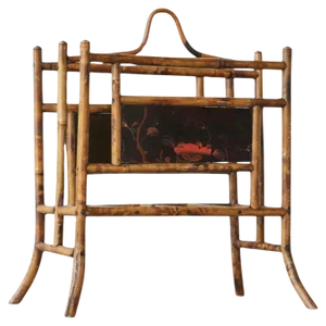 Antique Anglo Japanese Magazine Rack in Tortoiseshell Bamboo, Late 19th Century