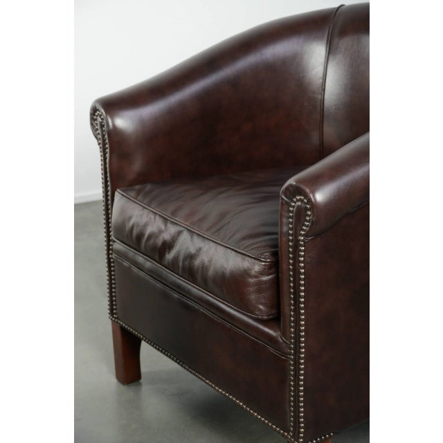 English-Style Dark Cowhide Club Armchairs, Set of 2 For Sale - Image 13 of 15