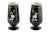 Pair of mid 19th Century Victorian antique porcelain vases which have black tapering bodies decorated with beautifully...