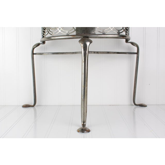Early 2000s Artisan Industrial Steel Petite Side Table With Cutouts For Sale - Image 4 of 15