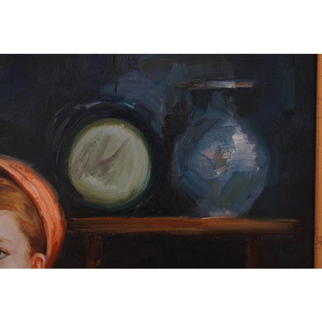 Kramer Artist-Signed Oil Painting on Canvas of Two Girls For Sale - Image 11 of 13