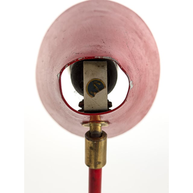 Red Swedish Modern Table Lamp in Red Lacquered Metal, Sweden, 1950s For Sale - Image 8 of 9