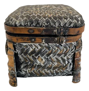 Vintage Woven Rattan Lidded Box