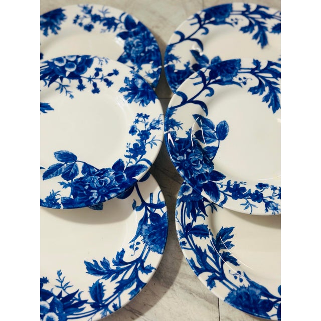Royal Stafford Set of Six Royal Stanford Dinner Plates in Blue and White For Sale - Image 4 of 8