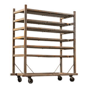 Early 20th Century Industrial Wood Rolling Drying Rack With Steel Hardware