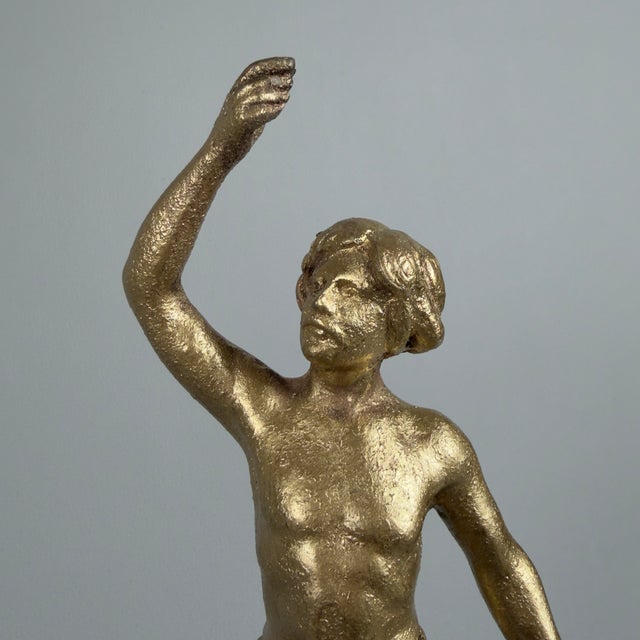 Antique Gilded Antimony Sculpture of a Miner by Ruchet, Early 1900s For Sale - Image 6 of 12