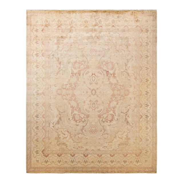 Vintage Traditional Hand Knotted Wool Area Rug, Sand - 8'1" X 9'10" For Sale