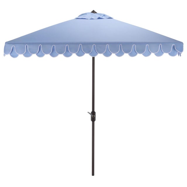 Baby Blue Elegant Valance 7.5 Ft Square Umbrella, Baby Blue With White Trim For Sale - Image 8 of 8