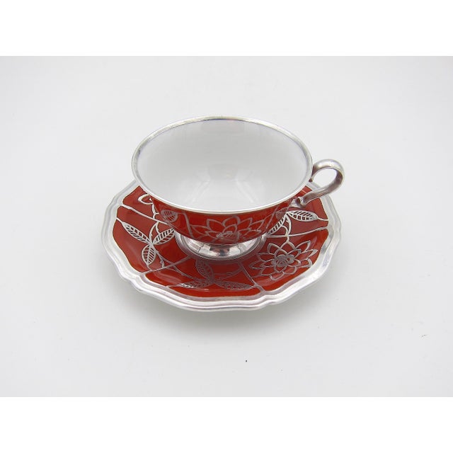 Manfred Veyhl Silver Overlay Demitasse Porcelain Cup and Saucer For Sale In Los Angeles - Image 6 of 10