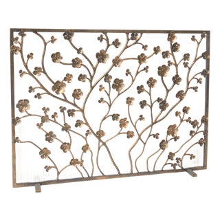 Aged Gold Primrose Garden Fireplace Screen For Sale