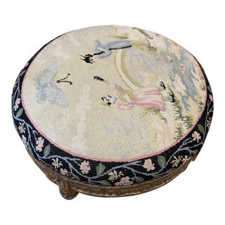 Mid 20th Century French Louis XVI Needlepoint Footstool For Sale