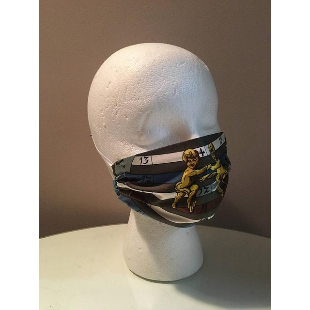 Textile Handmade Hermes Vintage Dies et Hore Gemini Silk Scarf Face Mask For Sale - Image 7 of 9