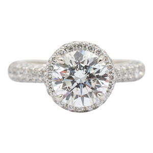 Ladies 18K White Gold Accented Halo Diamond Engagement Ring Size 4
