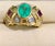 Oval Emerald , Pink Tourmaline Diamond Ring 18 Karat Yellow Gold, Size 6.5 For Sale - Image 4 of 18