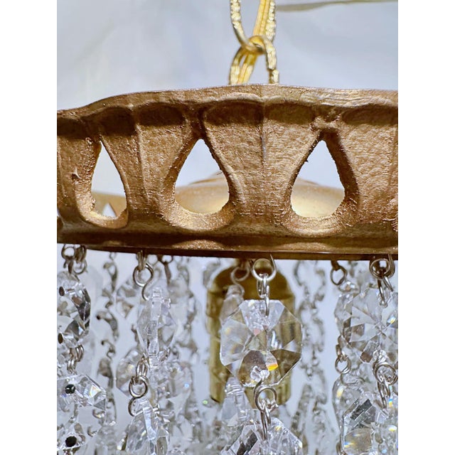 Metal 1960s Italian Brass Rim Upside Down Layered Chandelier For Sale - Image 7 of 9