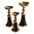 Set of 3 Large Brass and Faux Tortoiseshell Candle Holders For Sale