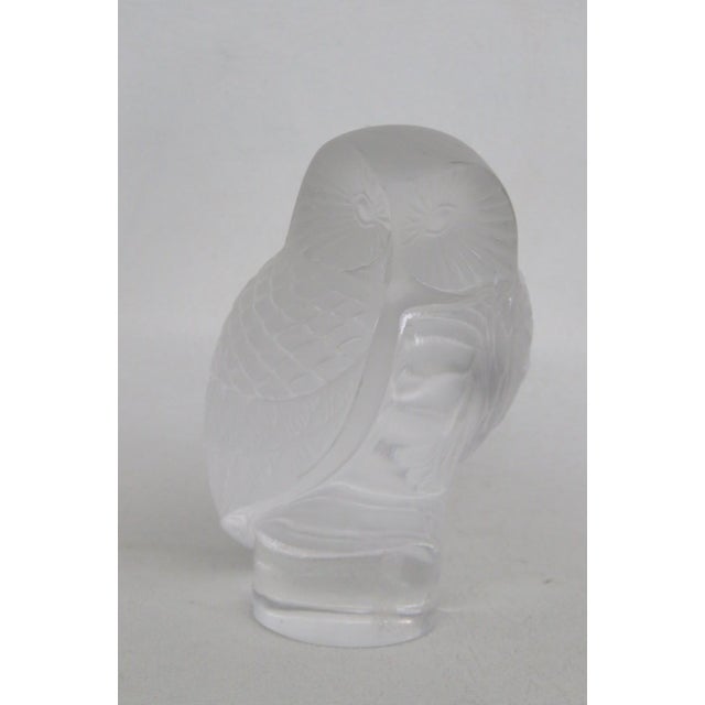Transparent Lalique France Chouette Owl Figurine Frosted and Clear Crystal Paperweight 5198b For Sale - Image 8 of 16