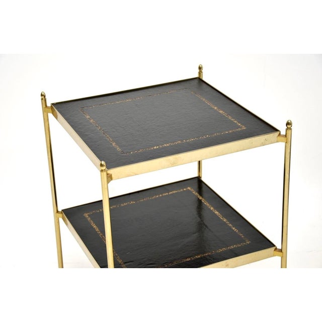 1960s Vintage Brass and Leather Side Tables, 1960s, Set of 2 For Sale - Image 5 of 10