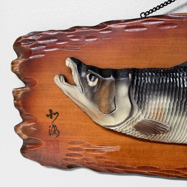 1970s Japanese Salmon Wall Relief, 1970s For Sale - Image 5 of 11