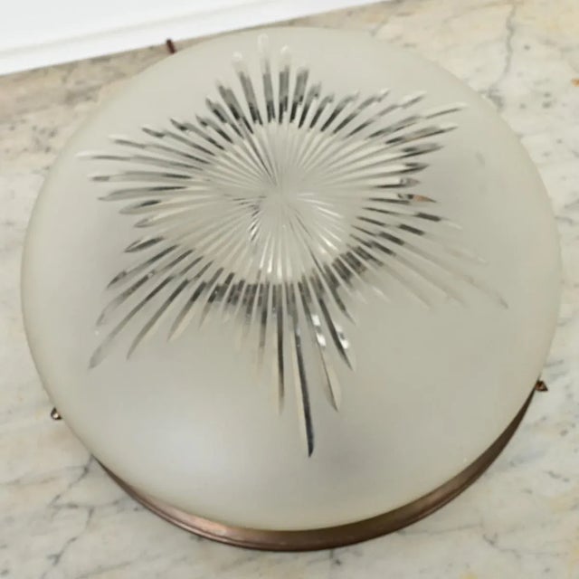 Art Deco French Vintage Flush Mount Light Fixture For Sale - Image 3 of 12