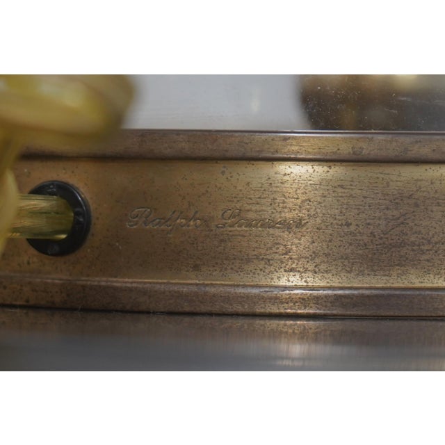 1980s Ralph Lauren Cylinder Glass & Brass Table Lamp For Sale - Image 9 of 11