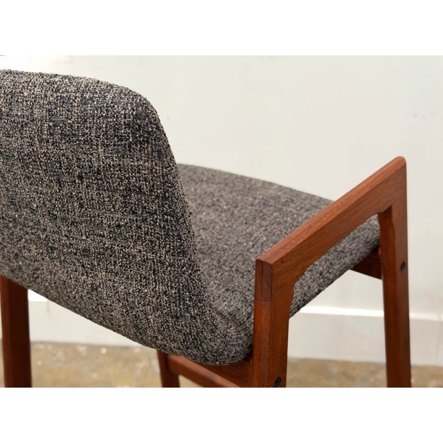 Gray 1960s Pair Danish Modern Teak Barstools - Mid Century Upholstered Bar Stools For Sale - Image 8 of 9