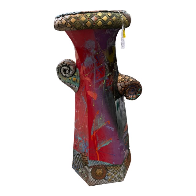 Vintage Large Abstract Sculpture Vase by Kimmberly Ioane Fine Art Pottery 24in For Sale