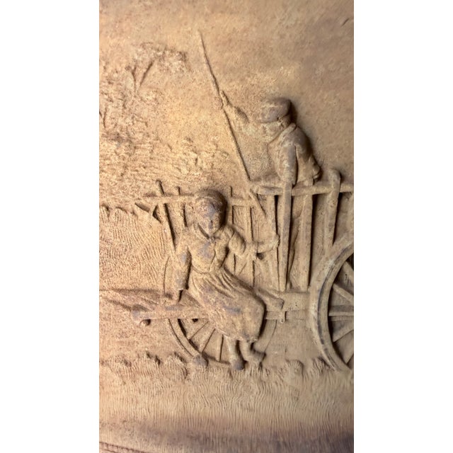 Cast Iron Piece Is an Antique American Pioneer or Country Western Themed Relief Panel For Sale - Image 9 of 15