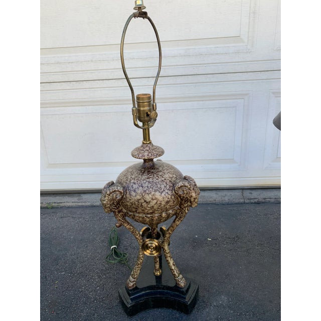 Metal Vintage Ram Goat Table Lamps- Pair For Sale - Image 7 of 11