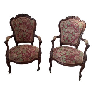 Vintage Armchairs in Cherry Wood, 1960s, Set of 2 For Sale