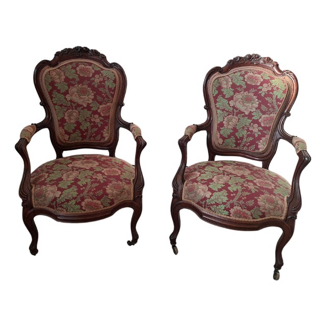 Vintage Armchairs in Cherry Wood, 1960s, Set of 2 For Sale