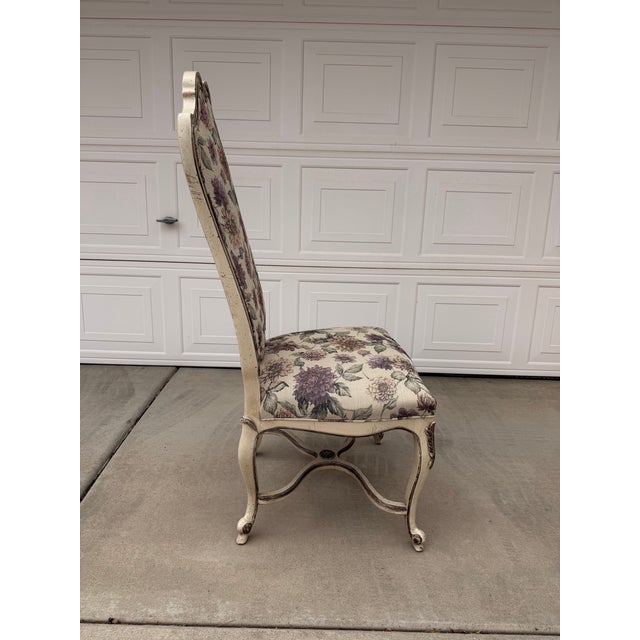 Mid 20th Century Mid 20th Century French Provincial Style Floral Tapestry Accent Chair With Distressed Finish For Sale - Image 5 of 11