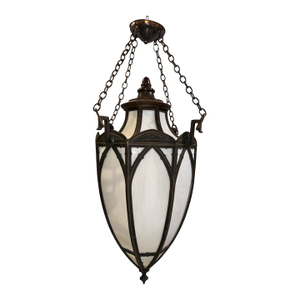 1900 Caldwell Bronze and Leaded Glass Large Lantern
