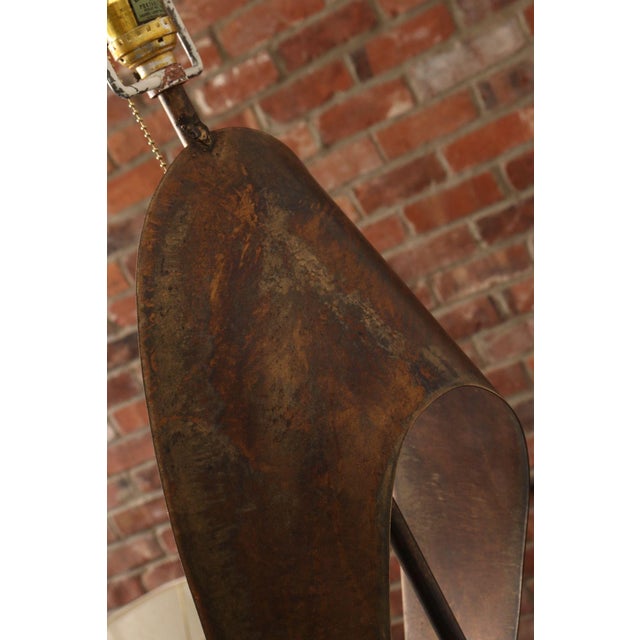 Bronze Pair of Vintage Brutalist Steel "Ribbon" Table Lamps by Richard Barr for Laurel For Sale - Image 8 of 18