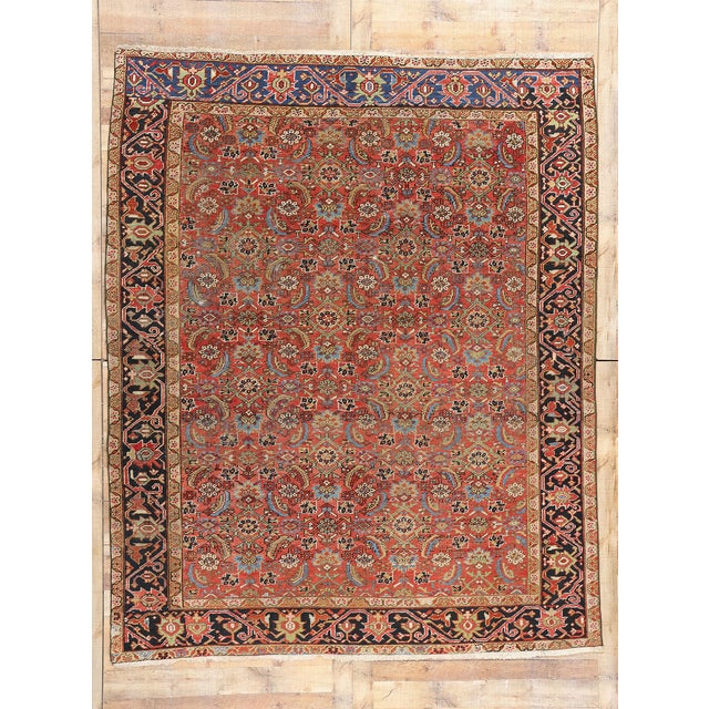 Antique Persian Heriz Rug - 08'00 X 09'09 For Sale - Image 9 of 9