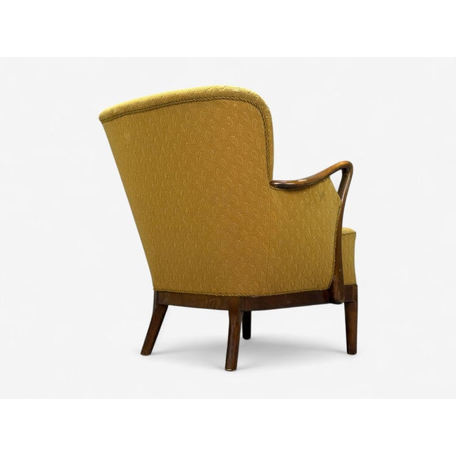 Slagelse Mobelvaerk, Fabric, Wood, Sculptural Arm Chair, Denmark, 1960s For Sale - Image 9 of 10