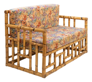 Mid-Century Sofa in Bamboo, Rattan and Fabric attributed to Vivai del Sud, Italy, 1970s