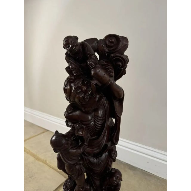 1900 - 1909 Large Antique Carved Hardwood Chinese Figure, 1900 For Sale - Image 5 of 9