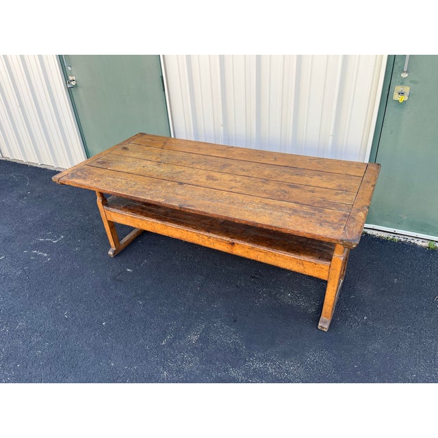 Rustic American Oak Farmhouse Hutch Table C. 1800-1820 For Sale - Image 10 of 12