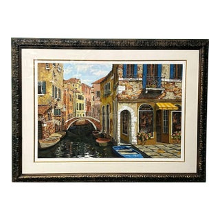 1990s Large Signed Serigraph “Autumn in Venice” by Viktor Shvaiko – Artist’s Proof Ap 13/15, Framed For Sale