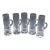Mid Century Hand Blown Crystal Etched Vodka Cordial Glasses With Applied Handles- Set of 5 For Sale